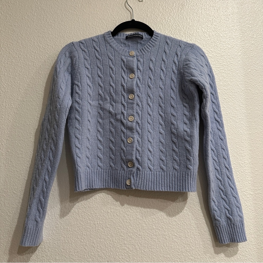 Brandy Melville Light Blue Cable Knit Cardigan